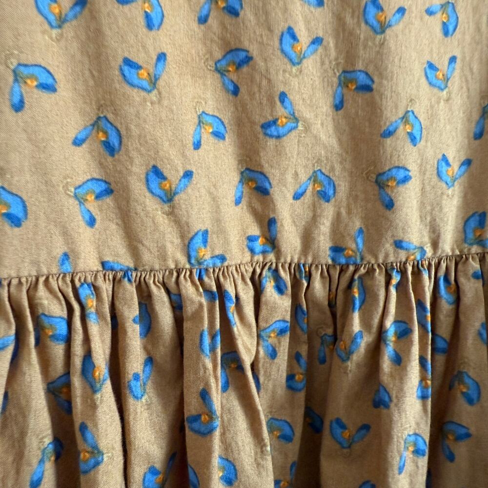 JUST FEMALE Merle Tent Cotton Square Neck Brown Floral Print Dress Extra Small - Picture 4 of 8